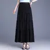 Falda plisada de retazos de malla para mujer, Nueva falda de cintura alta línea A Otoño/Invierno 2026, Falda acampanada elegante y estilizada