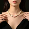 Collar transfronterizo de estilo oceánico de doble capa europeo y americano para mujer, con estrellas de mar, conchas y perlas, adecuado para vacaciones
