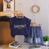 Conjunto de Verano para Niños 2026 Nuevo Estilo Coreano Elegante Chaleco de Verano sin Mangas con Estampado de Letras y Pantalones Cortos Conjunto de Dos Piezas para Bebés Niños