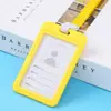 Kunzhen juego de tarjetero para permiso de trabajo transparente de doble cara, tarjetero para certificado, insignia, tarjeta escolar, tarjetero para tarjeta de autobús, cordón para estudiante y empleado