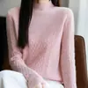 Suéter de Lana Nuevo Estilo Otoño con Diseño Sencillo y Cuello Medio Alto a la Moda, Suéter Jacquard de Color Sólido para Usar en Capas o Solo