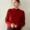 Top Base Camada de Tricô Cashmere Baicai Rong para Mulheres, Suéter de Tricô com Ponto Trançado Gola Meio Alta, Padrão Torcido Solto, Grosso, Casual, Quente