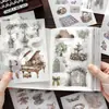 Infeelme Libro de Pegatinas Serie de Paseos de Antaño Diario Vintage Material para Manualidades Pegatinas de Fondo Decorativas 20 Hojas 4 Diseños
