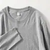 210g Camiseta Blanca Manga Larga para Hombre y Mujer Camisa Base Blanco Puro Hombro con Algodón Primavera y Otoño Top Sencillo Holgado