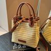 Bolso Cubo Tejido a Mano 2025 para Mujeres que Viajan en Verano Estilo Coreano Bolso de Hombro Simple Novedoso Nicho de Alta Gama Bolso Cruzado