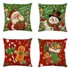 Funda de Almohada Navideña Nueva Caricatura Navideña Estampado de Lino Decoración Festiva Funda para Cojín de Sofá Funda de Almohada Venta al por Mayor