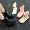 Botas de Lluvia Cortas Lindas Estilo Japonés para Mujer, Botas de Goma Antideslizantes para Exteriores, Zapatos de Agua de Suela Gruesa con Forro Polar, Botas de Lluvia Cortas Nuevas