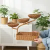 Cesto de Armazenamento de Vime Sintético, Cesto de Frutas Criativo de Várias Camadas, Sala de Estar Mesa Cesto de Frutas Lanche Doces Rack de Exibição de Armazenamento Multifuncional