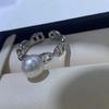 Anillo de plata de ley con perla de agua dulce auténtica, 7-8, elegante, ligero, de lujo, de alta gama, abierto, redondo, fuerte y ligero, para mujer.
