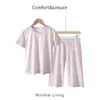 Conjunto de Ropa de Casa de Algodón Puro de Verano para Niñas, Conjunto de Dos Piezas de Pijama Corto de Manga Corta Transpirable Fino para Niños Mayores a