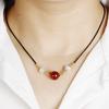 Colar de Ágata Vermelha Shake Voice Same Acacia Bean Transfer Beads Cinnabar Clavícula Corrente Rede Red Gold Line Cat's Eye Live Supply