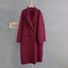 Falda de lana de yak con seda de morera, abrigo de lana de doble botonadura para mujer, otoño e invierno, largo hasta la rodilla, cuello de solapa adelgazante, estilo coreano con temperamento