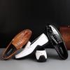 CKVUSAMG artículos genuinos piel de vaca de primera capa piel de cocodrilo mocasines para hombre invierno forro polar casual sin cordones zapatos de cuero para hombre