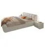 Cama de Tela de Terciopelo Moderna Estilo Ins Color Crema, Cama Puff, Cama Simple de Tela, Cama Doble Nube para el Hogar