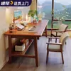Escritorio de computadora de madera maciza, escritorio de pared simple para estudiantes, escritorio de estudio, escritorio de oficina, mesa larga para dormitorio en casa