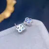 Aretes de Piedra Lunar Natural Boutique Luna Azul Vítreo Plata 925 Incrustación de Precisión 3*3mm Venta Directa de Fábrica Mayorista
