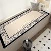Alfombra de terciopelo de cristal para habitación infantil con diseño de celosía en blanco y negro, manta para mesita de noche, resistente a la suciedad, antideslizante, para sofá, mesa de centro y suelo