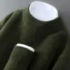 Amazon Suéter de Lana 100% Pura Engrosado de Doble Capa para Hombre, Cuello Semi-Alto, Suave, Pegajoso, Holgado, Suéter de Punto como Capa Base