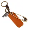 Decoración Sencilla de Clip de Papel Bronce Antiguo para Bolsos de Mujer, Tejido de Cuerda de Cuero Hecho a Mano, Llavero de Coche para Hombre