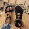 Sandalias Casuales Transpirables de Verano 2025 para Mujer, de Moda, Versátiles, Talla Grande, Punta Redonda, Planas