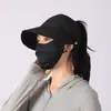 Se Puede Atar en Cola de Caballo, Gorro con Máscara para Mujer, Gorra de Béisbol Transpirable de Secado Rápido con Visera para el Sol, Media Hueca, Gorra de Béisbol, Sombrero para el Sol