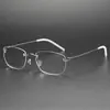 Armações de Óculos Ultra Leves Estilo Linde Sem Aro Parafusado Titânio Puro, Mesmo Modelo dos Óculos Sem Aro de Lai Ka Hui, Podem Ser Equipadas com Lentes