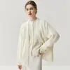 Cardigan casaco de tricô de cashmere feminino, estilo solto e preguiçoso, cor sólida, macio e amigo da pele, peça versátil de temperamento, top grosso