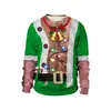 Amazon Caliente Fiesta Navideña Eliminación de Vello del Ombligo Impresión Digital 3D Sudadera de Cuello Redondo Parejas Sudadera