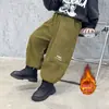 0265 Pantalones de Forro Polar para Niños Otoño e Invierno Estilo Nuevo Pana para Niños Pequeños Engrosados Pantalones de Invierno