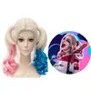 Escuadrón Suicida Harley Quinn Joker Girl Degradado Peluca de Cosplay Harleenquinzel Cabello Largo Rizado para Mujer