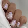 Novas Peças de Unha Manicure Pequenas Frescas Mais Vendidas Transfronteiriças 3D Estéreo Azul Francesa Cauda de Peixe Longa Amêndoa Unhas Usáveis Atacado