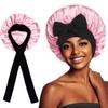Sombrero redondo con lazo de seda sintética, para el cuidado del cabello, de ala ancha, para niños, con turbante, para dormir, de Amazon