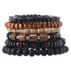Europa e Estados Unidos novo pulseira retrô de contas de madeira e cruz e-commerce transfronteiriço quente multicamadas feito à mão pulseira masculina de miçangas joias