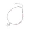 Pulseira de Prata de Lei 925 Prata Quebrada Flor Pérola Natural para Mulheres Design Simples Feito à Mão Pulseira Doce Elegante B6898