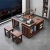 Mesa de té giratoria para balcón, mesa de té pequeña móvil, nuevo modelo para uso doméstico, mesa integrada totalmente automática, mesa y sillas de té pequeñas de madera maciza de alta gama