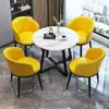 Escritório de Vendas Conjunto de Mesa e Cadeiras de Jantar de Luxo Leve Italiano Recepção de Lazer Casa Mesa Redonda Pequena Simples Moderna Mesa de Centro Pequena