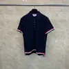 Directo de Fábrica TB Tom Summer Nuevo Patrón de Rayas de Algodón Perlado Solapa de Botones Manga Corta Casual Cómodo Polo