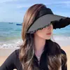 Sombrero de Sol de Seda de Hielo de Doble Cara para Mujer Nuevo Sombrero de Sol de Verano Anti-UV con Ala Ampliada Parte Superior Abierta Sombrero de Sol al por Mayor