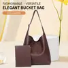 Estilo Row Transfronterizo Normcore Bolso de Cuero Genuino para Mujer Casual Hobo Hombro Axila Estilo Perezoso Bolso Cubo Relajado Grande