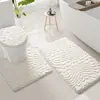 Juego de Baño de Tres Piezas de Terciopelo de Algodón con Espuma Viscoelástica, Hoja, Transfronterizo, Absorción de Agua, Alfombrilla Antideslizante para Piso, Alfombrilla para Inodoro