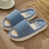 Chinelos de linho fundo grosso masculino e feminino quatro estações Casal Doméstico Indoor Non-Slip Silent Cotton Linen Floor Home Sandálias