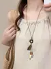 Colar trançado com contas de borboleta estilo boêmio para mulheres, nova corrente longa para suéter retrô chinesa, estilo étnico