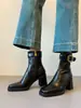 Botas finas superbonitas para mujer 2026 Otoño/Invierno Nuevas Botas Elásticas Tacón Grueso Botas Martin Plus Terciopelo Botines de Tacón Alto