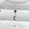 Pingente de Lua em Liga de Titânio F136 com Zircônia Embutida Rosca Interna de Titânio G23 Cabeça de Joia para Piercing de Lábio com Zircônia