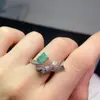 Anillo de Esmeralda Colombiana Pura Natural Piedra Principal Tamaño 5*7mm Plata de Ley 925 Finamente Incrustado Anillo para el Dedo Boca Viva