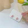 Conjunto de Brincos Florais Sobrepostos de Pérola Rosa e Branca Fofo para Daminha de Honra Pequenos Elegantes Femininos