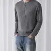 Camiseta de manga longa estilo retrô Magic Bear, camiseta canelada de tricô, camisa Henley casual masculina para casa e trabalho