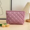 Bolsa de Cosméticos de Pana a Cuadros Bolsa Acolchada de Almacenamiento para Mujer Portátil Bolsa de Momia de Gran Capacidad Bolsa de Almacenamiento de Cosméticos
