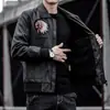 Ropa de cuero pu para hombre 2021 ropa para hombre con solapa bordada ropa de motocicleta primavera y otoño chaqueta de cuero casual de moda para hombre procesamiento personalizado