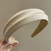 Diadema de Lana Negra con Cadena Estilo Francés y Ala Ancha, Diadema Alta para Lavarse la Cara, Elegante Pinza para el Cabello